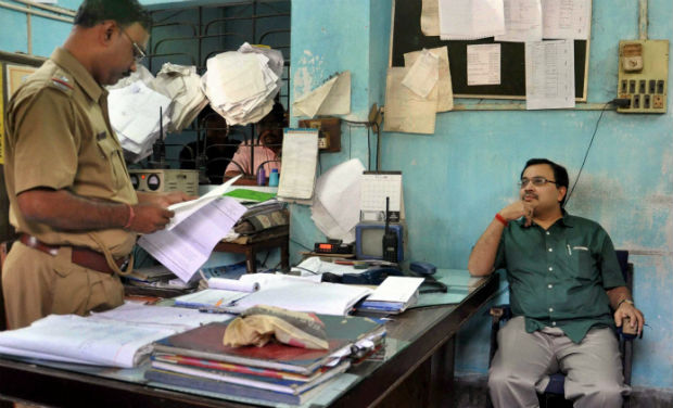 Suspended Rajya Sabha member of TMC Kunal Ghosh during an interrogation at Bidhannagar South Police Station near Kolkata on Saturday in connection with Sardha Chit Fund scam. Ghosh was later arrested - PTI Suspended Rajya Sabha member of TMC Kunal Ghosh during an interrogation at Bidhannagar South Police Station near Kolkata on Saturday in connection with Sardha Chit Fund scam. Ghosh was later arrested - PTI